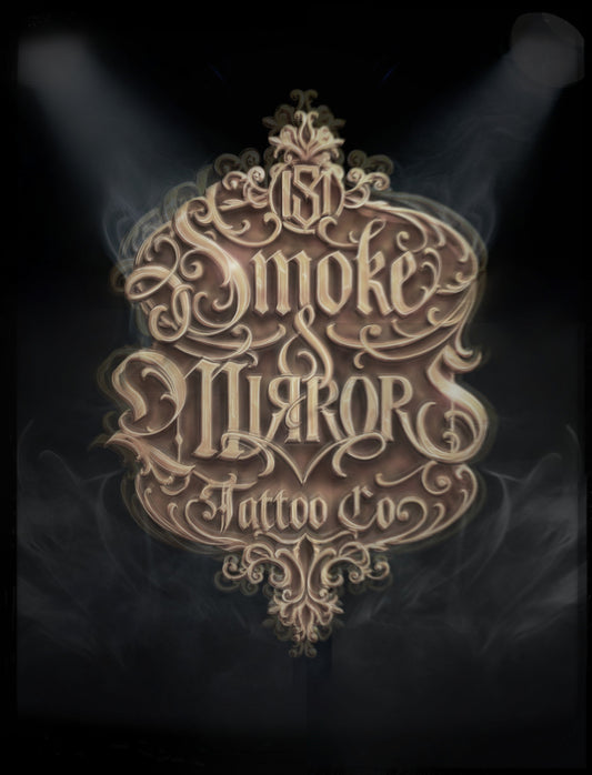brand logo for tattoo studio smoke and mirrors