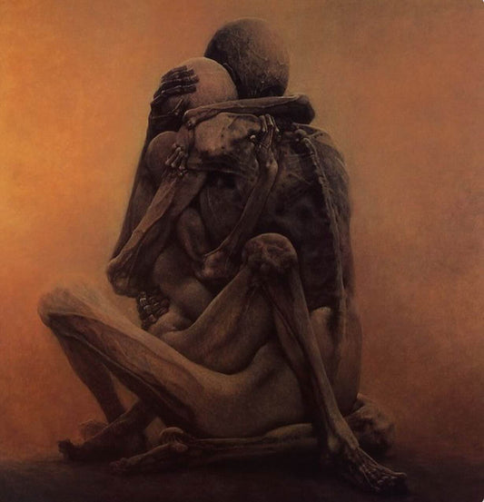 surrealist art of corpses embracing