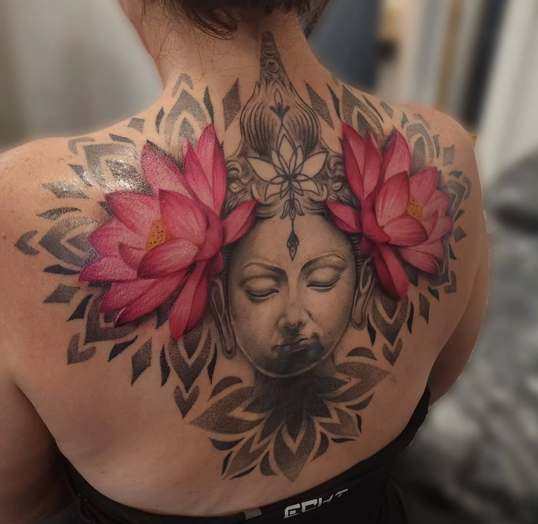flora mandala style back tattoo